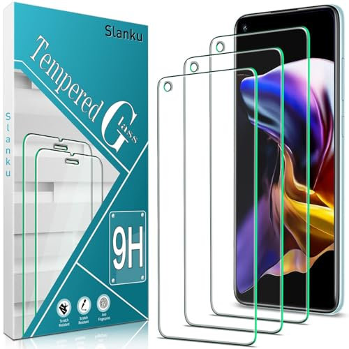 Slanku 3 Piezas, Protector Pantalla para Xiaomi Redmi Note 9 Cristal templado Antiarañazos, 9H Dureza, Antihuellas, 0.33 mm Ultra Transparente, Ultra Resistente