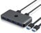 CSL - USB Switch 3.2 Gen1, Switcher 2 In 4 Out, KVM Hub für 2 PCs, Mit 2X A auf A Kabel für Tastatur, Maus, Drucker, Scanner, Sticks, Festplatten, Headsets etc.
