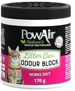 PowAir Litter Box Odour Block - 24/7 Cat Litter Odour Eliminator - Natural, Pet Safe, Essential Oils Formula (170g)