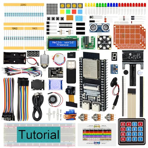 Freenove Ultimate Starter Kit for ESP32-S3-WROOM CAM (Included), Dual-core 32-bit 240 MHz Microcontroller, Onboard Camera Wireless, Python C Java, 783-Page Detailed Tutorial, 243 Items, 116 Projects