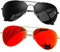 KANASTAL 2 Pack Orange Black Sunglasses Mens Polarised Womens Mirrored Classic UV400 - Black Metal Framed Black Lens + Gold Frame Orange Lens