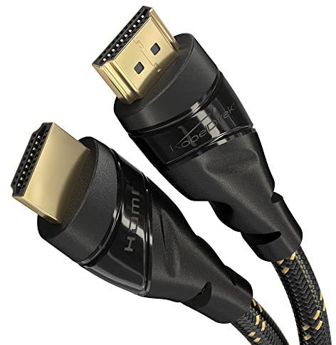 KabelDirekt – Cavo HDMI 4K – 7,5 m – 4K@60Hz (rame extra per Ultra HD veloce, rivestimento in nylon – High Speed HDMI con Ethernet, Blu-ray/Gaming/PS5/XBO Serie X/Switch, nero)