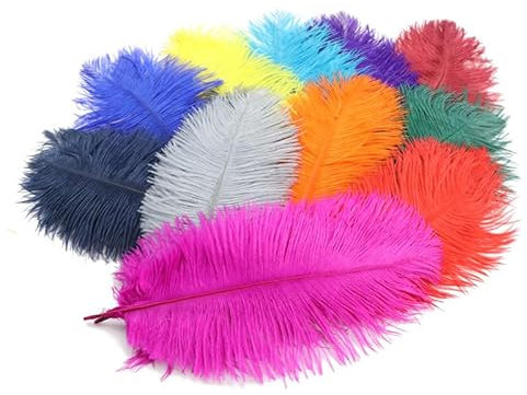 Farbige 100 Stück/Lot Straußenfedern für natürliche Federn, Kunsthandwerk, Zubehör, Hochzeit, Party, Tischdekoration, Karnevalsdekoration, Hellblau, 45–50 cm