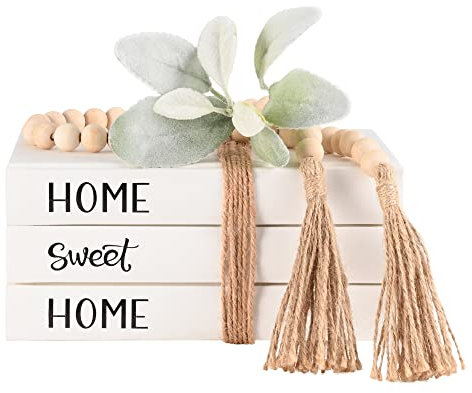 Linen Covered Decorative Books for Home Decor, Farmhouse Stack Books, Coffee Table Books Décor for Living Room,Hardcover Faux Books for Decoration,Shelf Display Books Decor Accent -Home Sweet Home