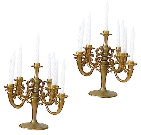 Yardenfun 2pcs Cake Candelabra Topper Decorative Candlestick Holders for Birthday Wedding Artistic Cupcake Pick Reusable Cake Decoration 10X10X18cm