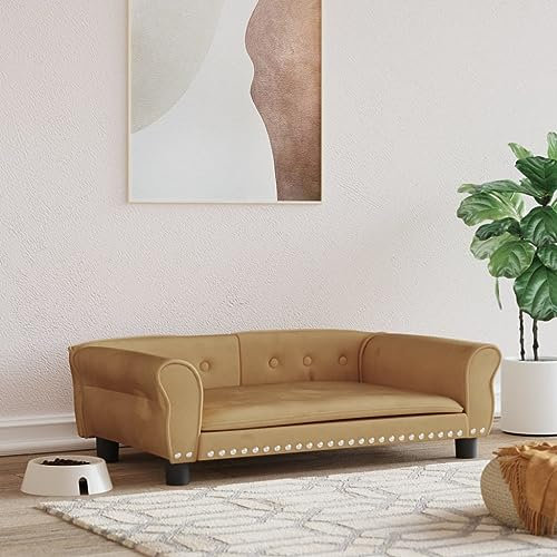 puraday Hundebett Braun 95x55x30 cm Samt Hundesofa katzensofa Katzenbett Dog Bed Cat Bed Bequeme Haustierbett Hundebett Samt Kann Im Wohnzimmer Oder Schlafzimmer Platziert Werden Stilvolles Design