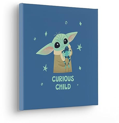Komar Komar Keilrahmenbild - The Mandalorian Little Grogu Curious - Größe 30 x 30 cm - Kinderzimmerbild, Wandbild, Kinderzimmer