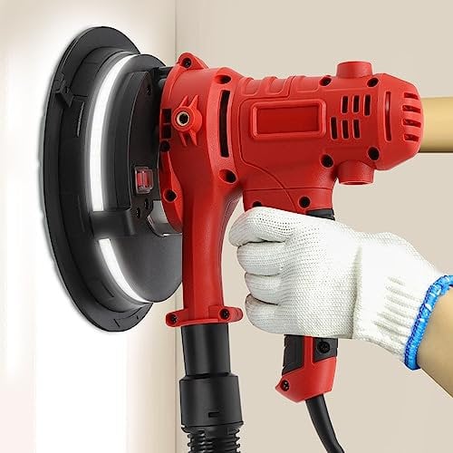 gegeweeret Lijadora de Pared y Techo 220V 1200W | Pulidora Portátil con Luz LED y Succión Ajustable | Para Paneles en Seco, Yeso y Masilla | Control de Polvo, Ligera y Potente