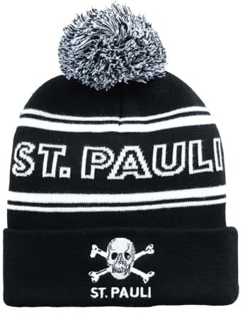 FC St. Pauli Bommelmütze Wintermütze (DE/NL/SE/PL, Alphanumerisch, Einheitsgröße, schwarz/Weiss)
