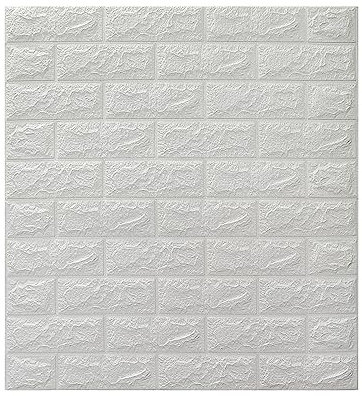 Petyoung Lot de 30 panneaux muraux en forme de brique 3D à coller et à décoller - En mousse synthétique imperméable - Pour chambre à coucher, salon - Blanc