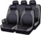 HOCAH Auto Sitzbezüge Sets für Mitsubishi Colt (2004-2005), Vollleder rutschfest Wasserdicht Atmungsaktiv Sitzkissenschutz,Grey