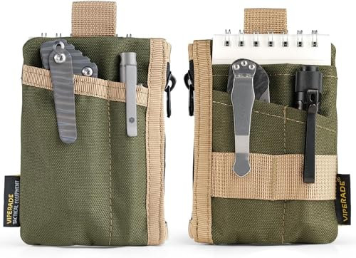 VIPERADE VE28 6-in-1 Mini EDC Pouch Mini Taschen Organizer mit 6 Taschen,Kleine EDC Pocket Organizer Mini Multitool Tasche Schlüsseltasche Klein Herren Geldbörse Klein Rucksack-Zusatztasche-Grün+Khaki