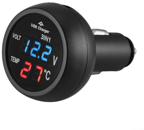 Gbtdoface LED Digital Car Voltmeter - 12V/24V, Vehicle Battery Tester for Auto, Truck, Motorcycle (Blue Red)