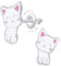 Boucles d'oreilles chats en argent 925 avec attaches à vis - Idée cadeau fille bijoux enfant