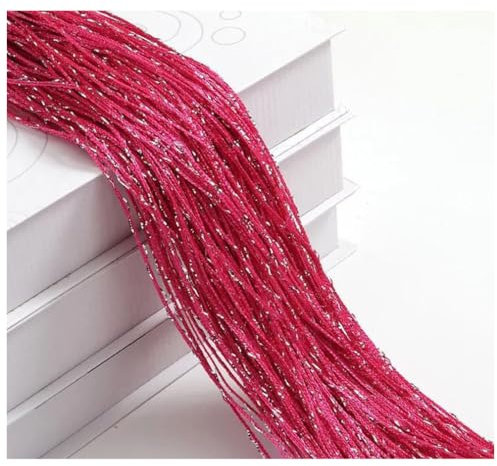 Wisafory Rideau à fils scintillants - Rideau anti-mouches - Séparateur de pièce - Rideau à franges - Décoration pour porte, fenêtre - 100 x 200 cm - Rouge rose