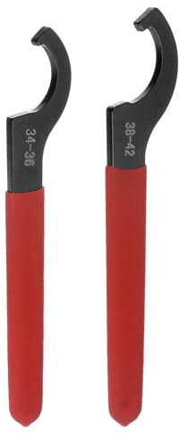 sourcing map C Hook Spanner Wrench for Lathe Clamping 34-36mm Collet Chuck Nut with Red Non-Slip Handle