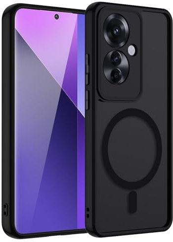 Coque Magnétique pour Oppo Reno11 F/Reno 11F 5G Compatible avec Magnet, Etui Translucide Matte Arrière Case Fine Antichoc Militaire Protection Housse PC Dur Anti Rayures Dos+ TPU Bumper, Noir