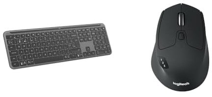 Logitech Signature Slim K950 Wireless Keyboard, Sleek Design, Switch Typing Between Devices & M720 Triathlon Multi-Device Wireless Mouse, Bluetooth, USB Unifying Receiver, 1000 DPI