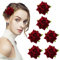 Winmany 6 x Rosen-Haarspangen für Damen und Mädchen, Blumen-Haarnadel, Brosche, Kopfschmuck, Blumen-Haarschmuck, Dekoration, Hochzeit, Party, Muttertag, weinrot