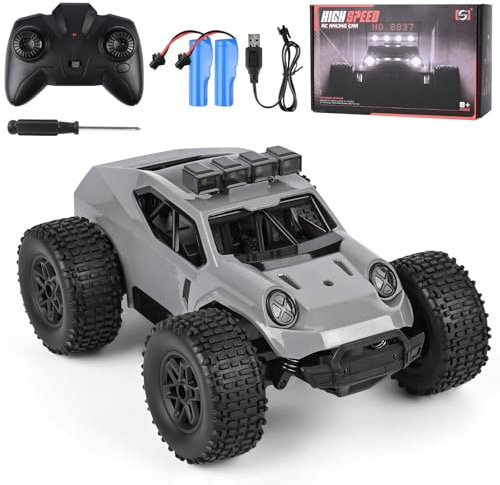 Comius Sharp Coche Teledirigido, Coche Teledirigido De Alta Velocidad 1/20 25km/H, Todo Terreno Todoterreno con Luces Led, Regalo para Niños De 7 A 14 Años(Gris)
