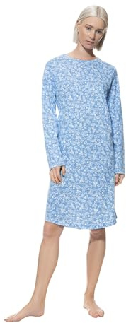 Mey Damen Langarm Nachthemd 100% Baumwolle Serie Flower Meadow | Legerer Schnitt, Langarm, Rundhalsausschnitt, Floraler Print, Knielang, Gr. 38-48
