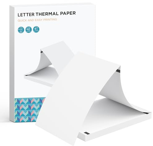 ByteCintia Thermopapier A4 für D80, 200 Blatt Thermo Druckerpapier 210 x 297mm, Thermo Printer Paper A4 Kompatibel mit ByteCintia Thermal Printer A4, Thermodruckerpapier 8,5 x 11 Zoll