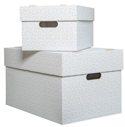 karton-billiger | Aufbewahrungsbox mit Deckel Archivbox Geschenkbox (3Stück, M - 34x25x20,5cm)