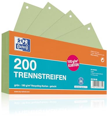 Oxford Trennstreifen, aus Karton, gelocht, 190 g/m², grün, 200 Stück