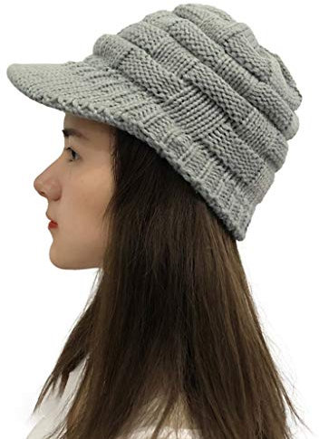 Db Mütze, legere Outdoor-Nähte, gehäkelte Plüschmütze, solide Mütze, Strickmütze, Damen, Baseballkappe, Sportkappe, Herren, verstellbar, grau, Einheitsgröße