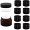 TOKSEO 9 Pièces Verre Ambré Boîte Vide, 5 ml Pots de Pommade Pots de Crème à Remplir, Pot en Verre Brun avec Couvercle et Liner pour Crèmes Cosmétiques Lotions Huiles Essentielles