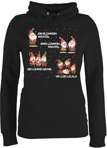 Shirtracer - Pullover Damen Hoodie Frauen - EIN Glühwein Swei Glühwein | Wichtel | EIN Glühwein Zwei Glühwein | Weihnachten | Wichtelgeschenk lustig | Elfe I Weihnachtsmarkt | Weihnachtsmotiv I