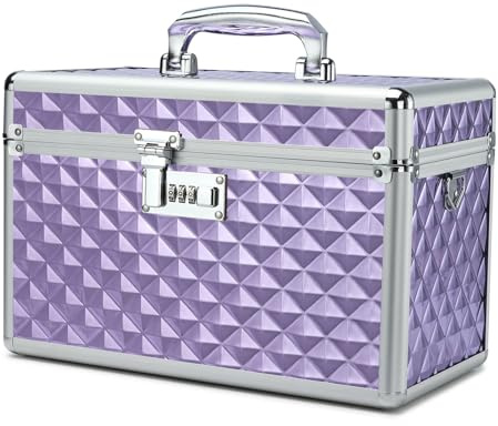 HEWEI WORKS Storage Lock Box with Combination Lock, Lockable Medicine Storage Box, Empty First Aid Box, Security Lockbox, Multipurpose Locking Cabinet for Home and Outdoor Use (Purple, Large)
