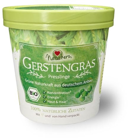 Naturherz Gerstengras Presslinge aus deutschem Anbau, höchte Bio-Qualität, 400mg Tabletten (400g)