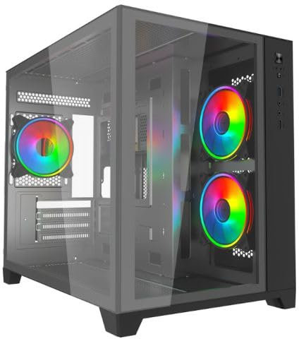 Gaming PC, AMD Ryzen 5 4500, Intel Arc A380 6GB graphics, 16GB DDR4, 3200MHz RAM, 1TB Kingston NVME Storage, RGB Fans, Pre-installed Game Launchers, Power cable and HDMI cable included.