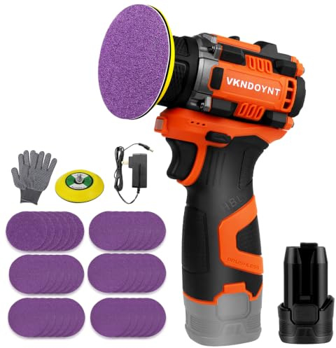 Petite ponceuse sans balais avec 36 papiers de verre, ponceuse sans fil à 2 vitesses variables (0-500/0-3000 tr/min), batterie 3,0 Ah, ponceuse électrique mini au design compact pour bois, métal