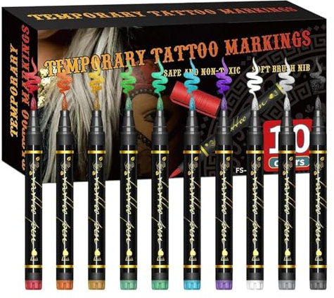 Marqueurs pour le Corps - Marqueurs pour Maquillage Visage,Peinture pour Visage Lavable en 10 Couleurs pour Festival Halloween Cosplay Fête Femmes Hommes Adultes
