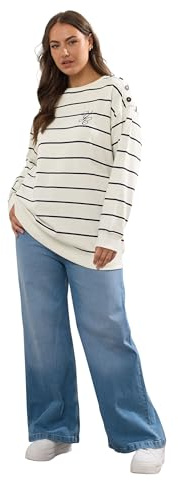 Yours Curve White Stripe 'London' Slogan Sweatshirt - Women's - Plus Size Curve