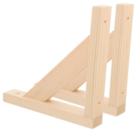 SOPOTUTU 2 Stück Schwere Holz Wandkonsole Dreieckiger Montagewinkel für Regalhalterung Robuste Eckhalterung Platzsparende Stabile Tragkraft für Wandregale Elegantes Design Vielseitig