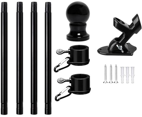 Kit de mât de drapeau de 1,5 m, mât mural avec support de montage, mâts de drapeau réglables pour jardin, acier inoxydable, pour extérieur, maison, jardin, cour (1.5M)