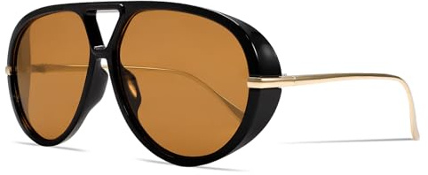 GUVIVI Retro Gold Aviator Sunglasses for Women Men Oversized 70s Glasses