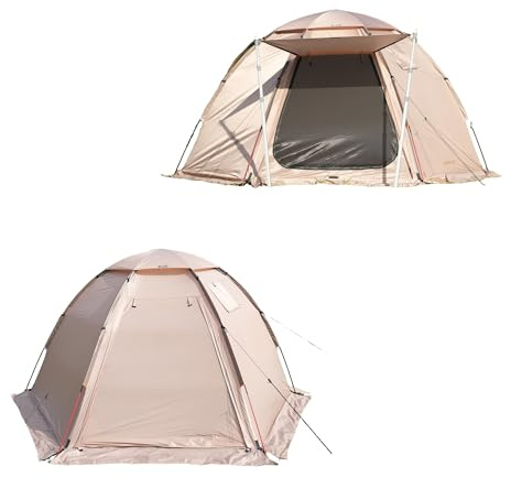 TENPLAY 4 Season Camping Hot Tent with Stove Jack,3.9kg Lightweight Backpacking Tent for 1-2 Person,PU 5000mm Waterproof 40D Nylon Windproof Geodesic Dome Shelter with Snow Skirt & Bathtub Groundsheet