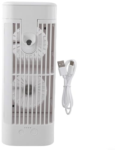 babominimer Mini ventilateur de bureau USB pour climatiseur portable avec refroidissement silencieux à trois vitesses, crochet pour suspension, veilleuse, charge de type C, matériau ABS, design