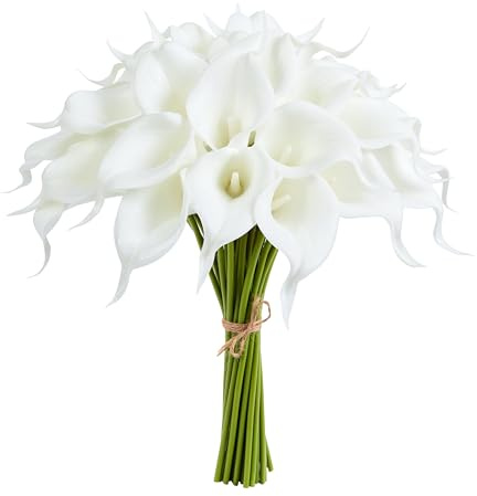 XIANNVXI 12pcs Calla Lys Fleurs Bouquet De Fleurs Artificielle Blanche 33cm | Fleur Artificielle Blanche Pour Bouquet MariéE,Maison DéCoration Tables BaptêMe,Anniversaire,Arrangements Floraux HôTel