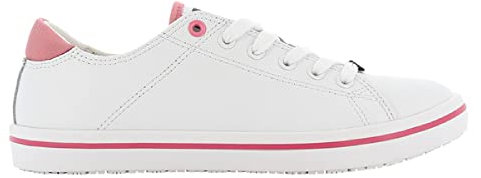Oxypas Fashion, Berufsschuh Paola, antistatischer (ESD) Leder Sneaker für Damen (40, weiß - fuchsia)