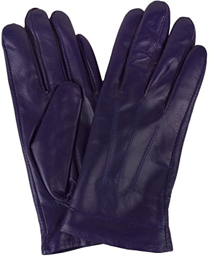 SNUGRUGS Womens Butter Soft Premium Leather Glove with Classic 3pt Stitch Design & Warm Fleece Lining (Medium (7), Purple)