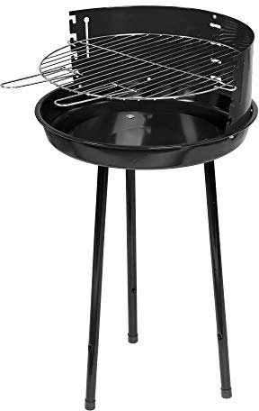 LOLAhome Barbacoa de carbón negra | De Ø41x74cm | Regulable 4 alturas, fácil montaje, fácil guardado | Para 8 comensales | Barbacoa jardín