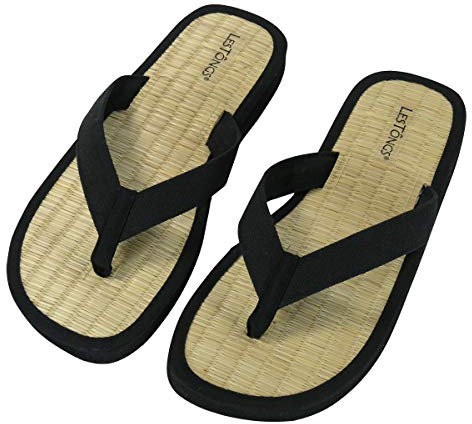Japanwelt Les Tongs Zimtlatschen Y-Basic Black - gesunde Zimtsandalen mit Zimtsohlen aus Vietnam - Unisex Größe 43/44 EU Schwarz