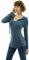 AmélieBoutik Tunika-Top für Damen, mit Kapuze, geschwungener Saum, Taschen - Blau - X-Small
