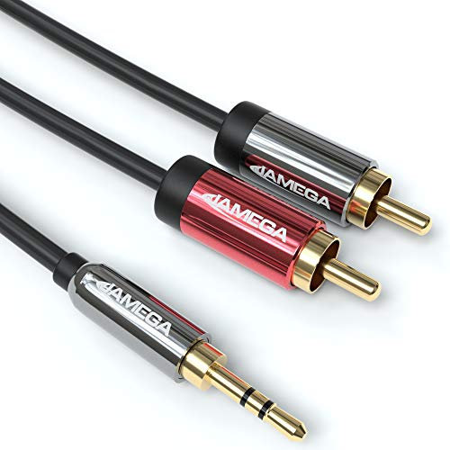 JAMEGA - 7,5m Cinch Auf Klinke Kabel | 3.5mm Klinken Stecker Zu 2 RCA Stecker Audio Kabel Mit Doppelter Schirmung | Hifi Aux Für Smartphone, Tablets, Stereoanlage, Verstärker, Lautsprecher Uvm