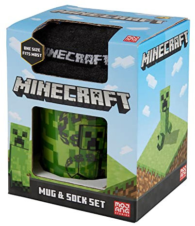 Minecraft Juego de tazas y calcetines | Bebidas calientes y frías | Hogar u oficina | Unisex | OneSize | 312ML - Multi Creeper SSS
